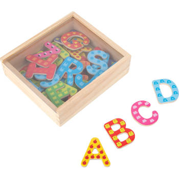37x Magnetische houten letters gekleurd - Magneten