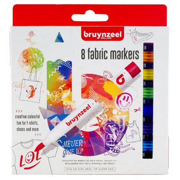 Bruynzeel textielstiften heldere kleuren junior 8 stuks