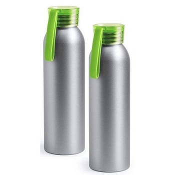 2x Aluminium bidon groen 650 ml - Drinkflessen