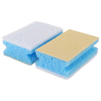 2x stuks grote blauwe sponzen / schoonmaaksponzen voor sanitair 11 cm - Sponzen