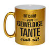 Geweldige tante cadeau mok / beker goudglanzend 330 ml - feest mokken