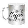 Give me coffee cadeau koffiemok / theebeker zilver 330 ml - feest mokken