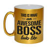 Awesome boss gouden cadeau mok / beker voor werkgever 330 ml - feest mokken