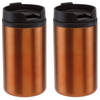2x Dubbelwandige thermobekers metallic oranje 290 ml - Thermosbeker