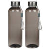 2x Drinkflessen/waterflessen grijs met RVS schroefdop 550 ml - Drinkflessen
