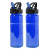 2x Drinkfles/waterfles blauw met schroefdop 650 ml - Drinkflessen