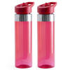 2x Drinkfles/waterfles rood met schroefdop en RVS 650 ml - Drinkflessen