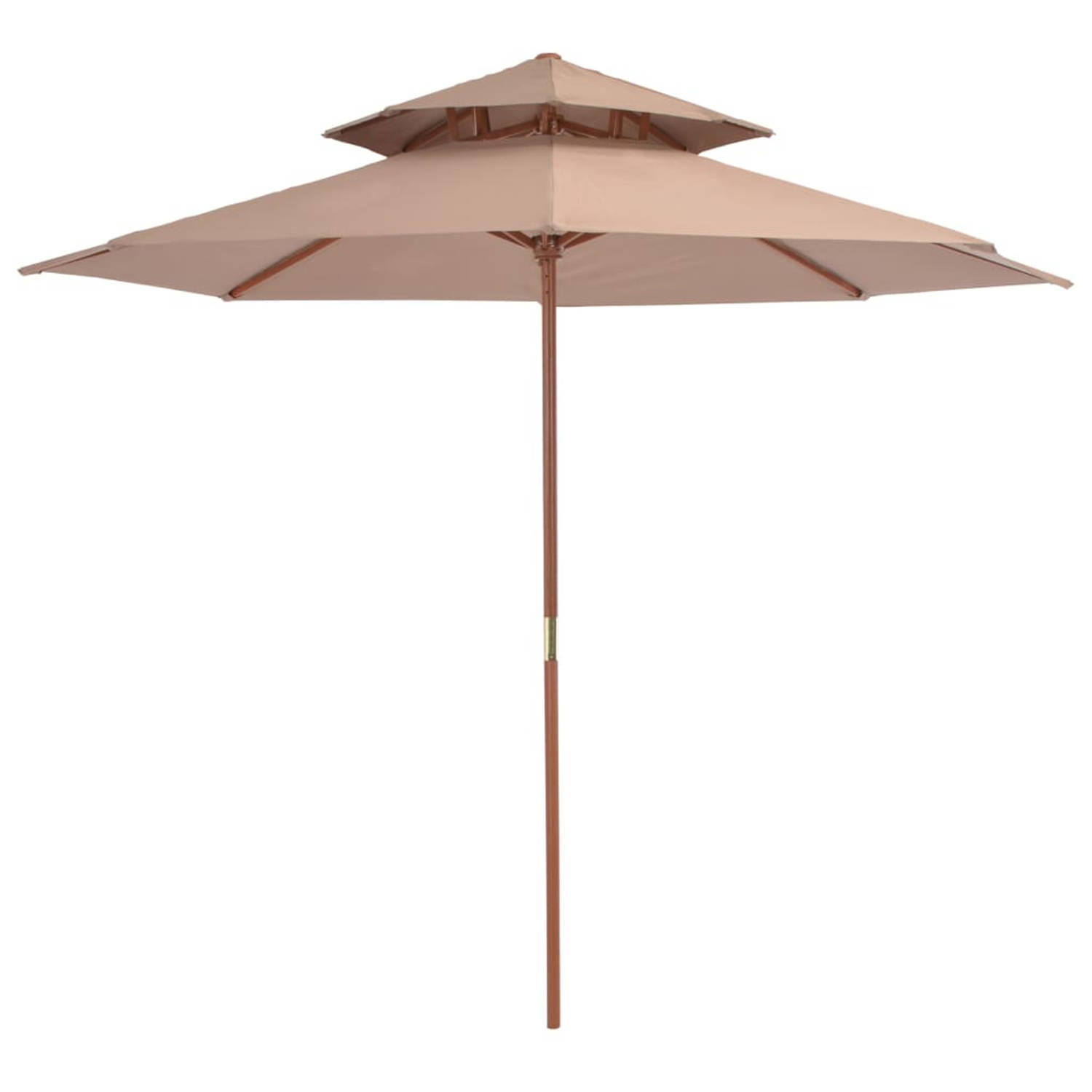 vidaXL Dubbeldekker parasol met houten paal 270 cm taupe