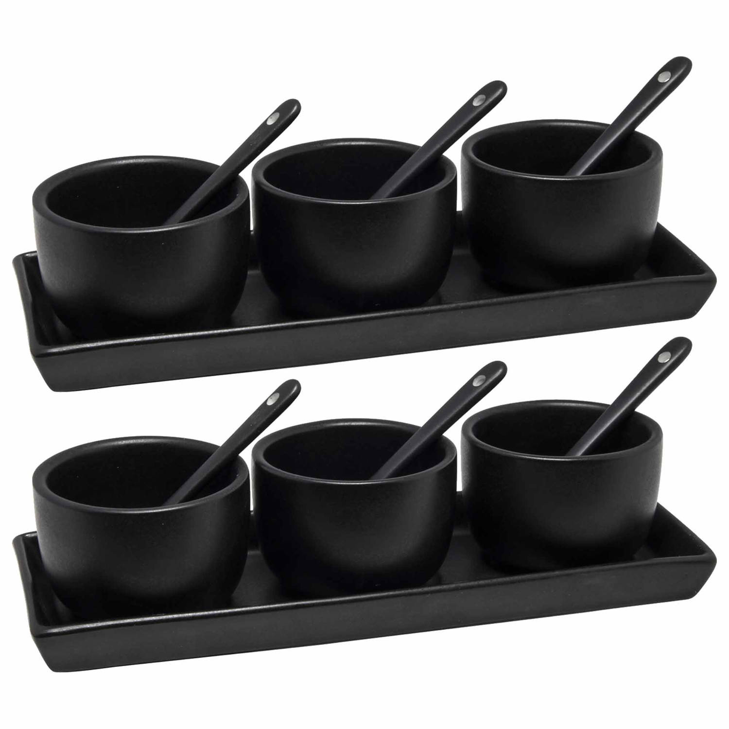 Zwarte sausbakjes serveerschalen set 14-delig - Serveerschalen