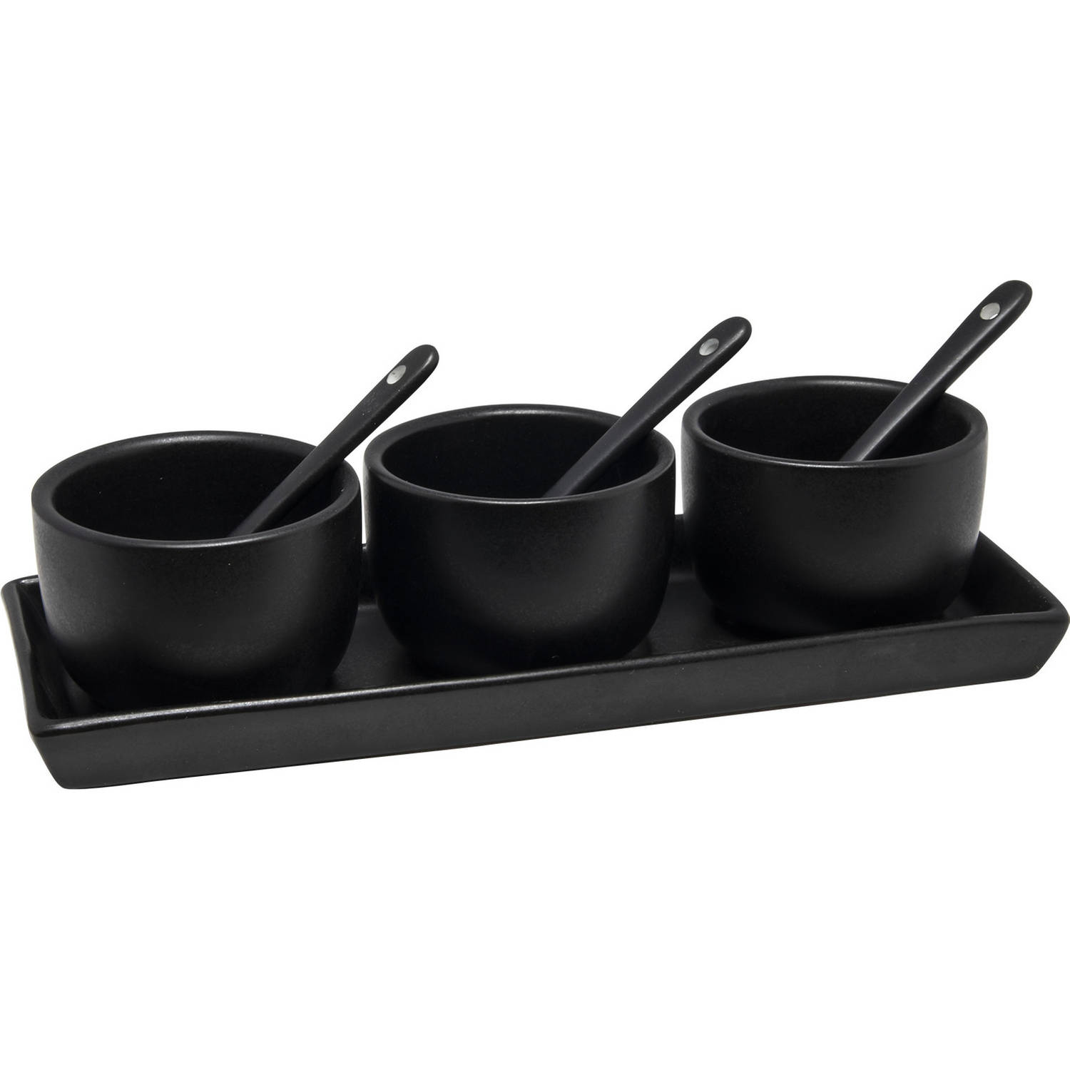 Zwarte sausbakjes serveerschalen set 7-delig - Serveerschalen