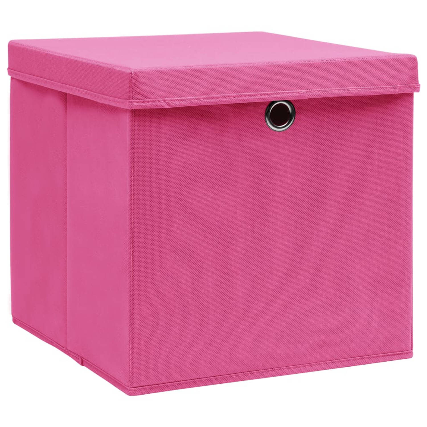 The Living Store Opbergboxen - Roze Nonwoven Stof - 32x32x32 cm - Inklapbaar - Met deksels - Levering bevat 10 stuks