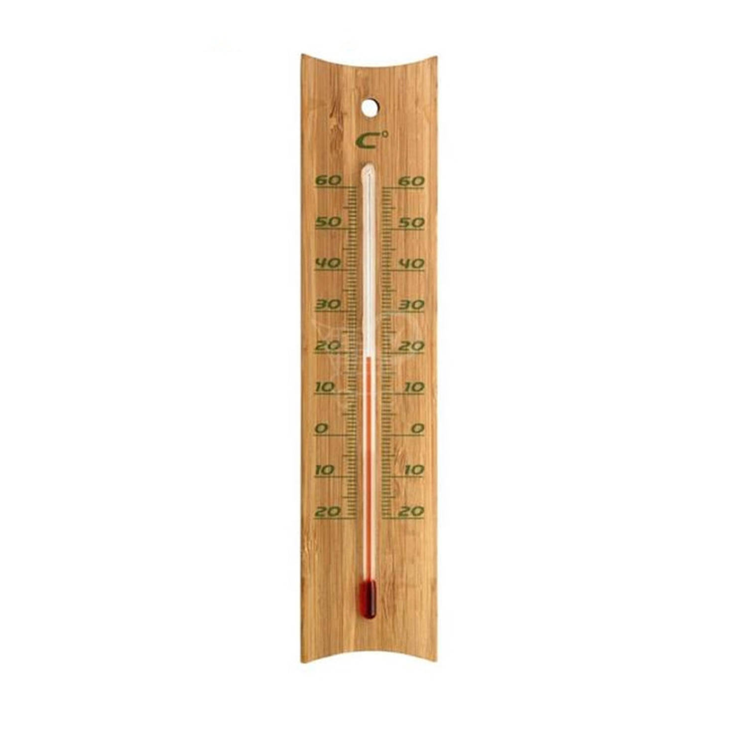 Orthodox Voorlopige naam Naar behoren Binnen/buiten thermometer bamboe 4,5 x 20 cm - Buitenthermometers | Blokker