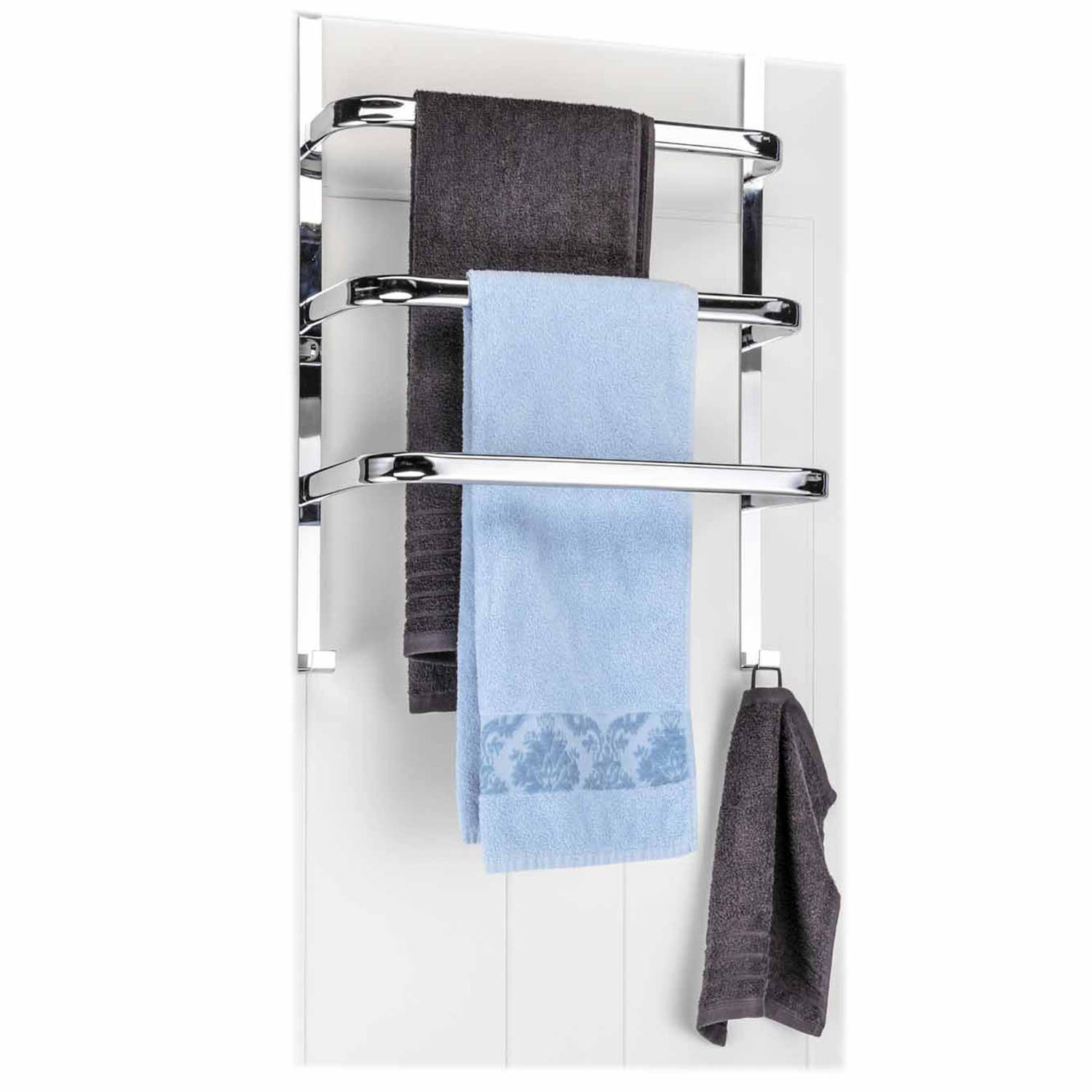 parallel Nieuwe aankomst sponsor Handdoek deur rek met 3 stangen verchroomd 56 cm - Handdoekrekken | Blokker