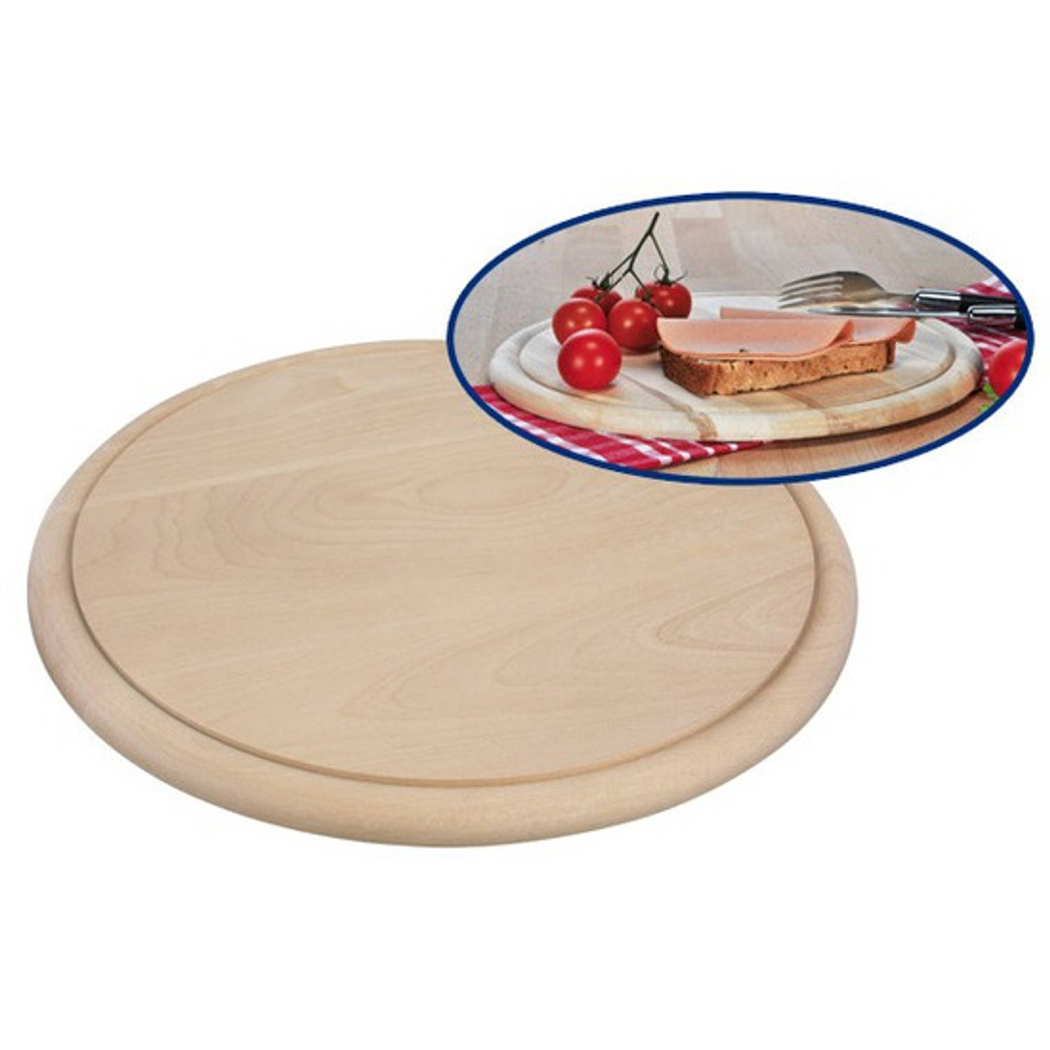 Ronde Houten Ham Ontbijt Planken-Broodplank-Serveer Plank 28 Cm Brood Snijden-Serveren Serveerplankj