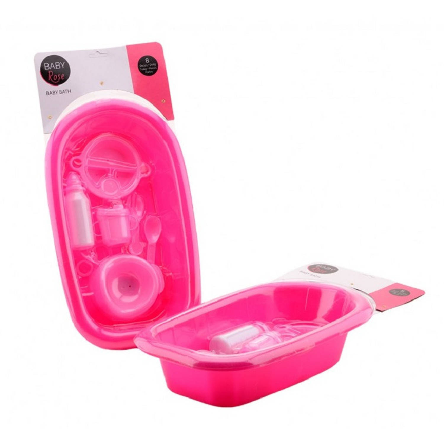 Roze Babybad Met Accessoires Voor Poppen Poppen Speelset Speelgoed Badset 8-delig