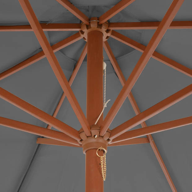 vidaXL Parasol met houten paal 300 cm antraciet