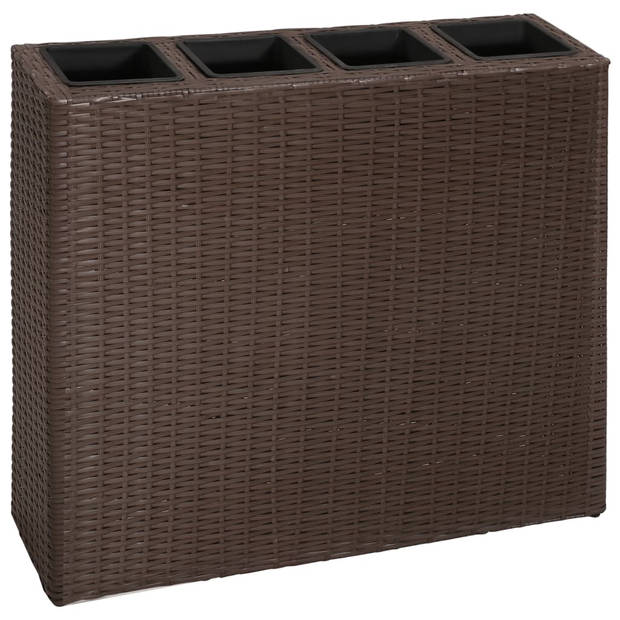 vidaXL Plantenbak verhoogd met 4 potten 2 st poly rattan bruin