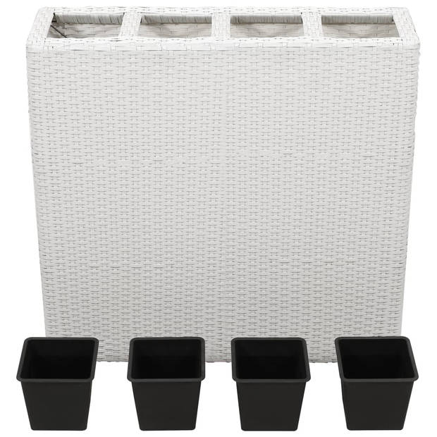 vidaXL Plantenbak verhoogd met 4 potten 2 st poly rattan wit