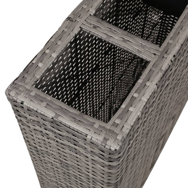 The Living Store Verhoogde Tuinbak - Rattan - 2 Potten + 8 Verwijderbare Potten - 79x22x76cm - Grijs