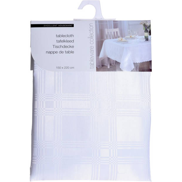 Witte tafelkleden/tafellakens 150 x 220 cm rechthoekig van stof - Tafellakens