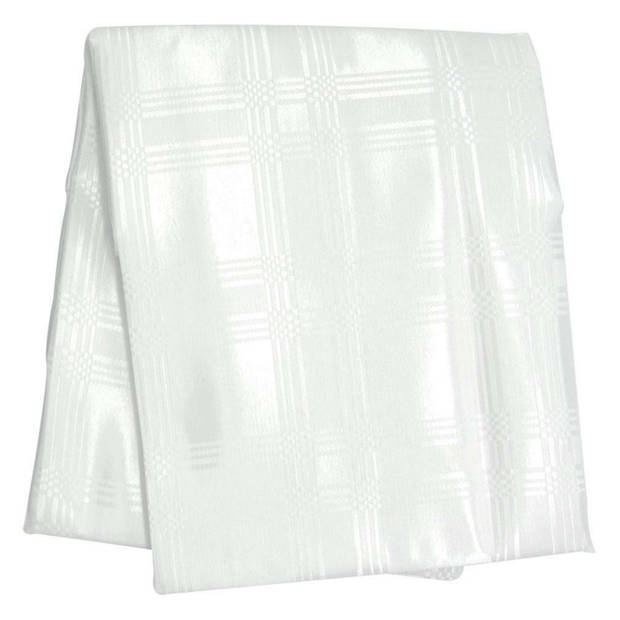 Wit damast tafelkleed/tafellaken van stof 130 x 180 cm - Tafellakens