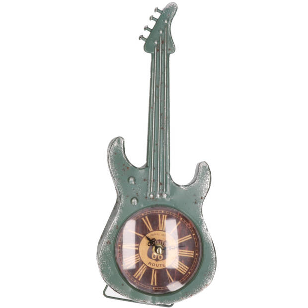 Turquoise elektrische gitaar klok 34 cm - Tafelklokken
