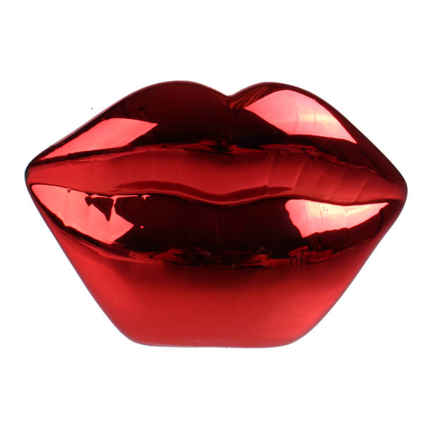 Verhaak spaarpot lippen 15 cm keramiek rood