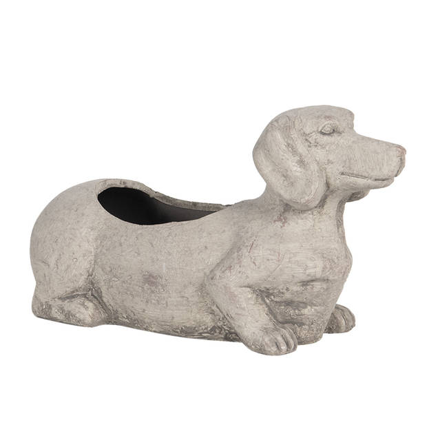 Clayre & Eef Grijze Bloempot hond 24*9*13 cm 6TE0305