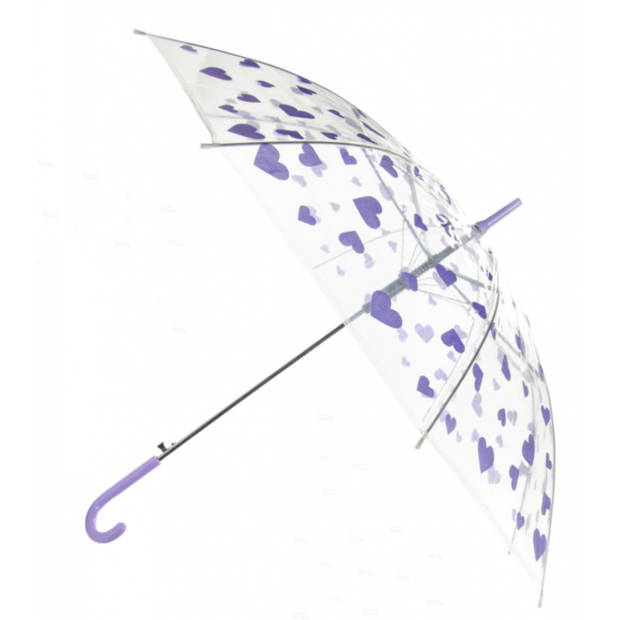 TOM paraplu Hartjes meisjes 50 cm transparant/paars