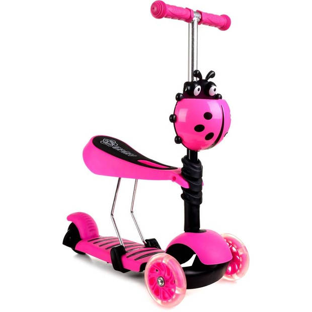 Mini Scooter - Zadel Step Met 3 Wielen - Driewieler - LED Wielen - Roze