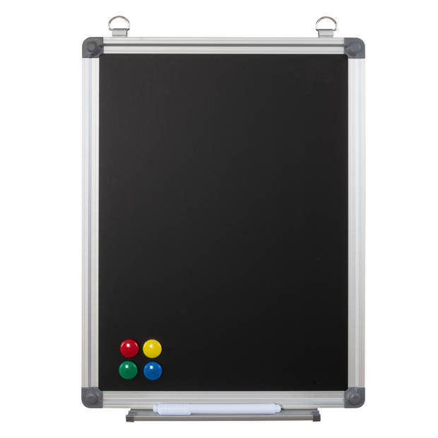 Büromi Magnetisch Zwart Krijtbord 80x60 cm Alu frame - incl. toehoren