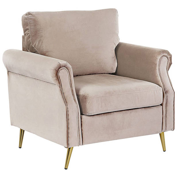 Beliani VIETAS - Fauteuil-Beige-Fluweel