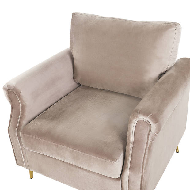 Beliani VIETAS - Fauteuil-Beige-Fluweel