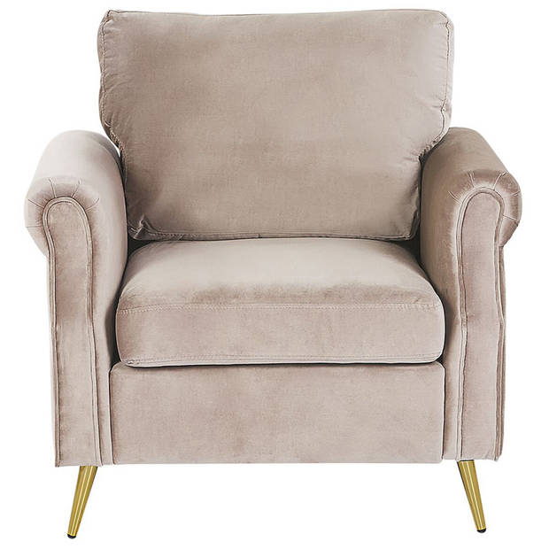 Beliani VIETAS - Fauteuil-Beige-Fluweel