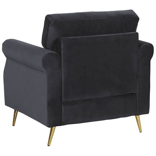 Beliani VIETAS - Fauteuil-Zwart-Fluweel