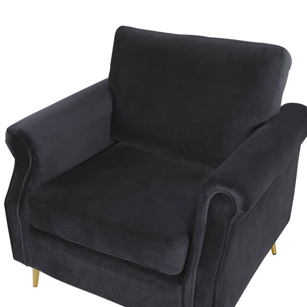 Beliani VIETAS - Fauteuil-Zwart-Fluweel