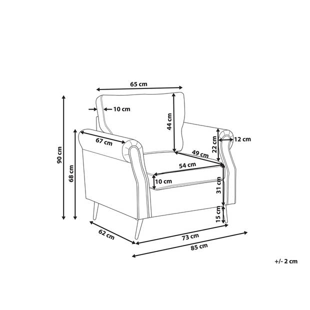 Beliani VIETAS - Fauteuil-Grijs-Fluweel