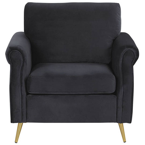 Beliani VIETAS - Fauteuil-Zwart-Fluweel