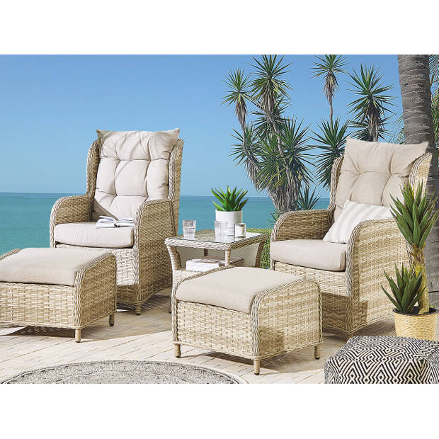 Beliani PONZA - Loungeset-Natuurlijk-PE rotan