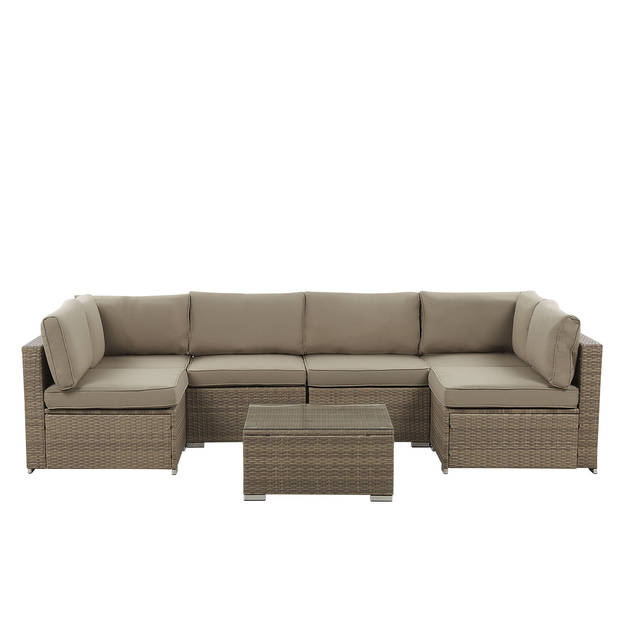 Beliani BELVEDERE - Loungeset-Bruin-PE rotan