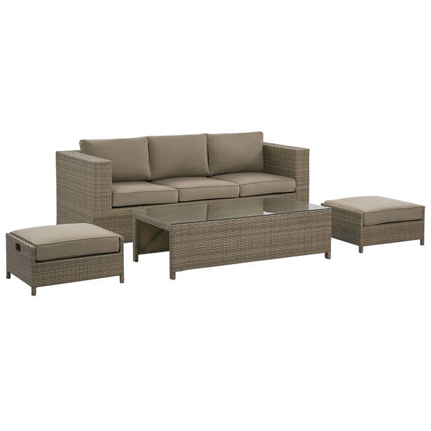 Beliani BELLUNO - Loungeset-Bruin-PE rotan