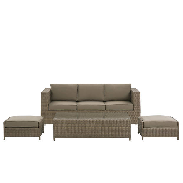 Beliani BELLUNO - Loungeset-Bruin-PE rotan