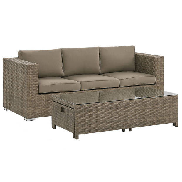 Beliani BELLUNO - Loungeset-Bruin-PE rotan