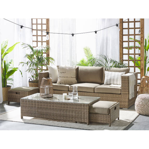 Beliani BELLUNO - Loungeset-Bruin-PE rotan