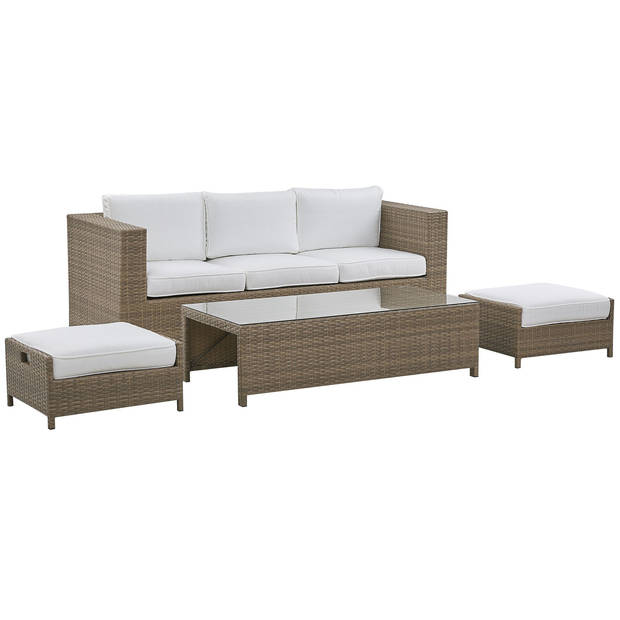 Beliani BELLUNO - Loungeset-Wit-PE rotan