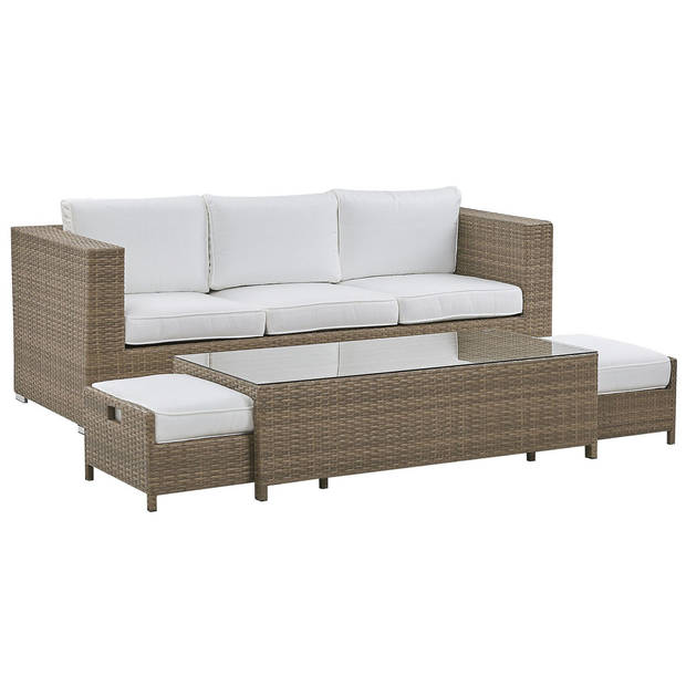 Beliani BELLUNO - Loungeset-Wit-PE rotan