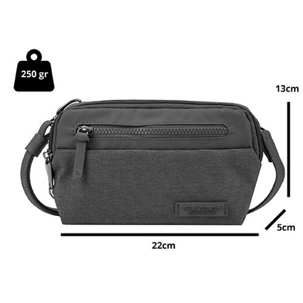 Travelon Metro Anti-diefstal Crossbody Schoudertas Heuptas RFID 43416 Grijs