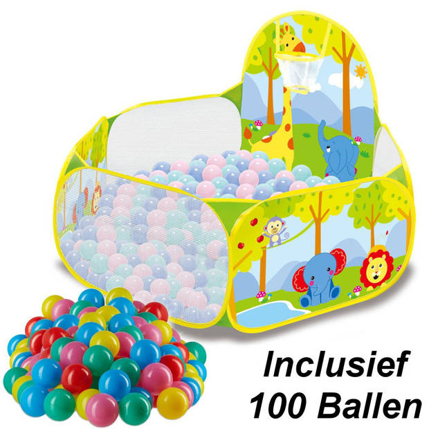 Ballenbak met Basketbal Net en Inclusief 100 Ballen - Baby Speelgoed