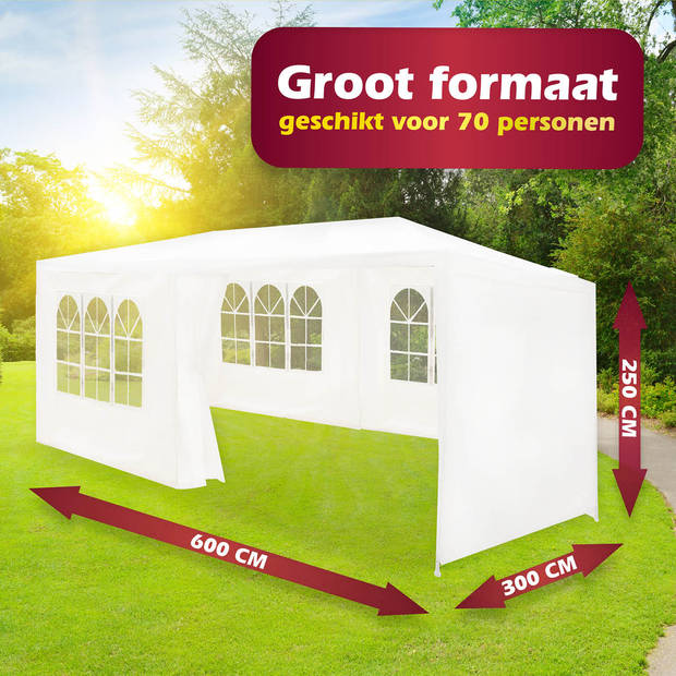 Lifetime Garden Partytent 3x6 M - Tent Paviljoen - Party Tent - Prieel - Feesttent - Tuintent - Schaduwtent - Wit