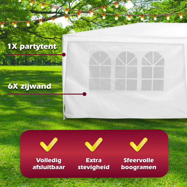 Lifetime Garden Partytent 3x6 M - Tent Paviljoen - Party Tent - Prieel - Feesttent - Tuintent - Schaduwtent - Wit